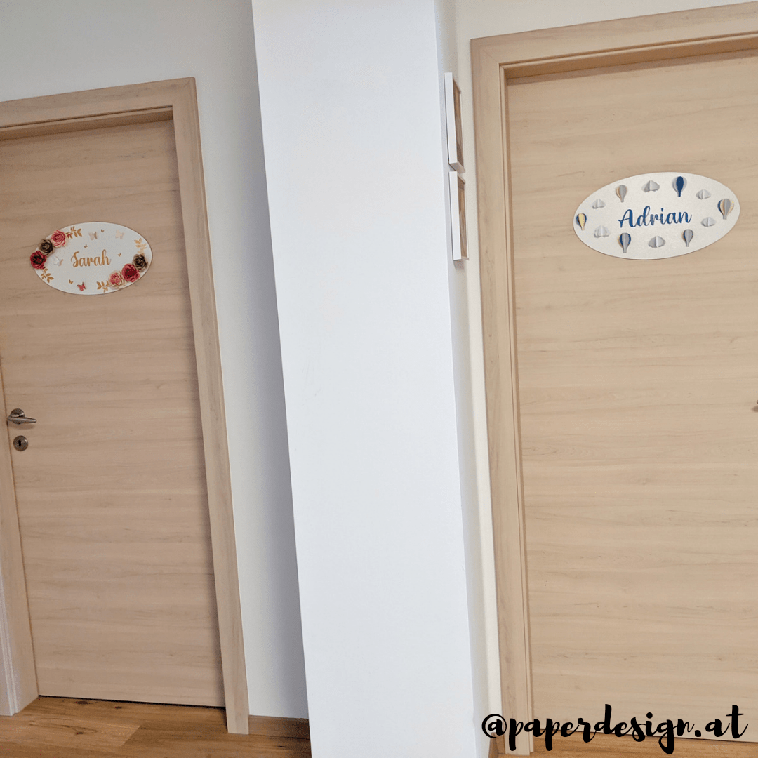 Ovales Türschild Holz Mädchen Namensschild personalisiert Mädchenzimmer Kinderzimmergeschenk Babygeschenk Taufgeschenk