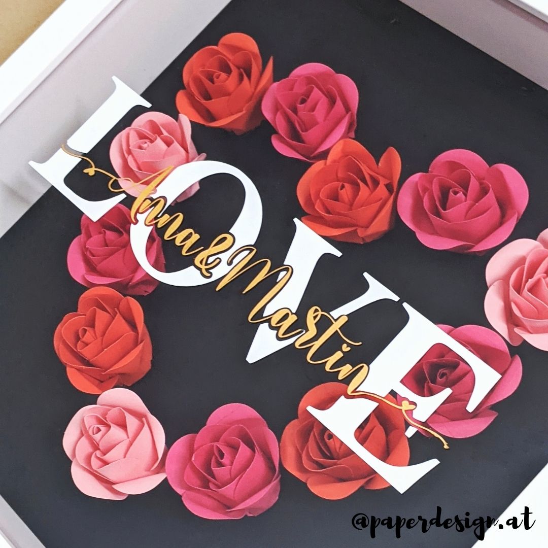 Valentinstagsgeschenk personalisiert LOVE paperdesign handgemacht