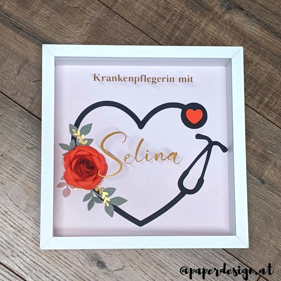 Geschenk Krankenpflegerin Paperdesign Shadow Box Heart
