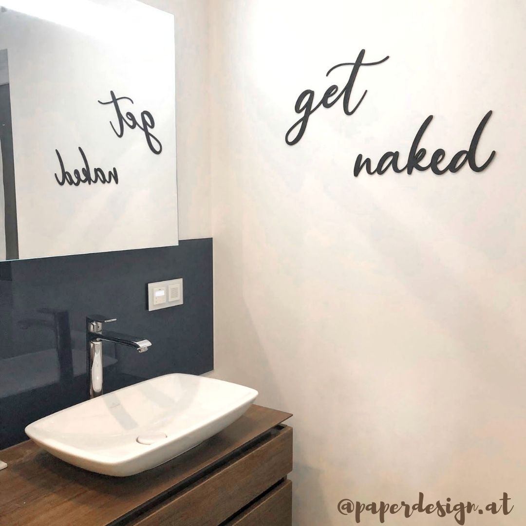 Get naked schriftzug badezimmer holz