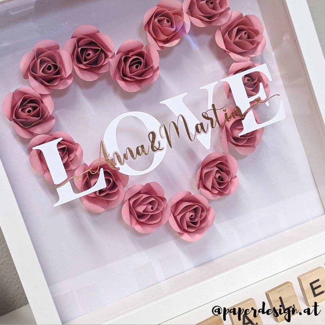 Valentinstagsgeschenk Herz aus Rosen Paperdesign Herz liebe ich liebe dich Valentinstag LOVE